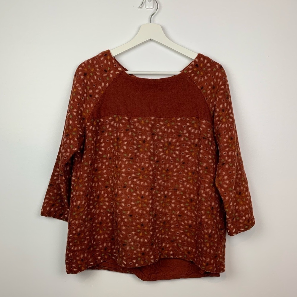 Women's Rust Floral Raglan Knit Sweater